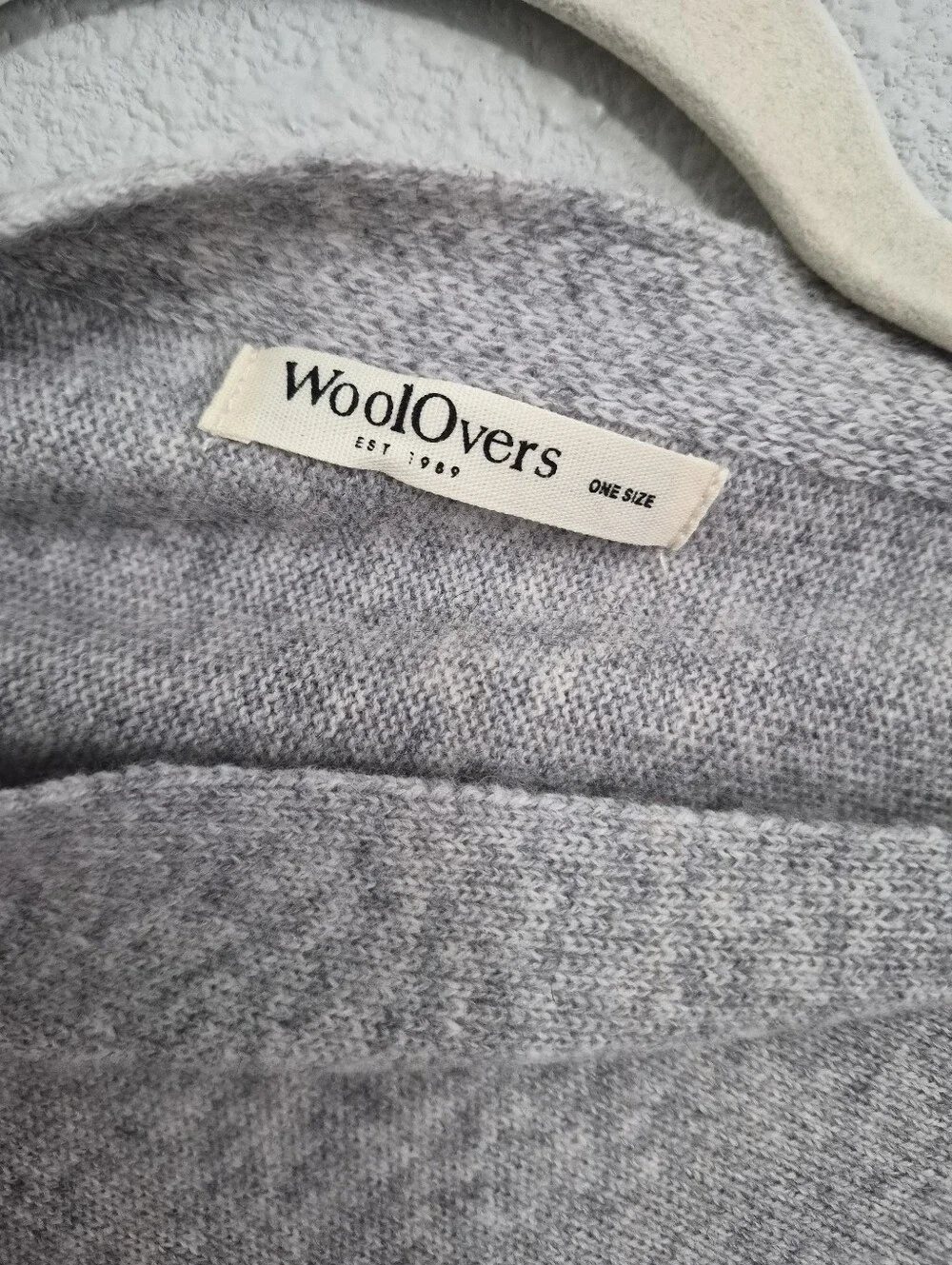 Woolovers Merino Wool Cashmere Blend Button Poncho Grey OS Quiet Luxury